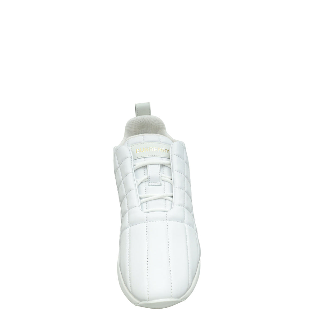 Burberry White Axburton Low-top Quilted Sneakers 37.5