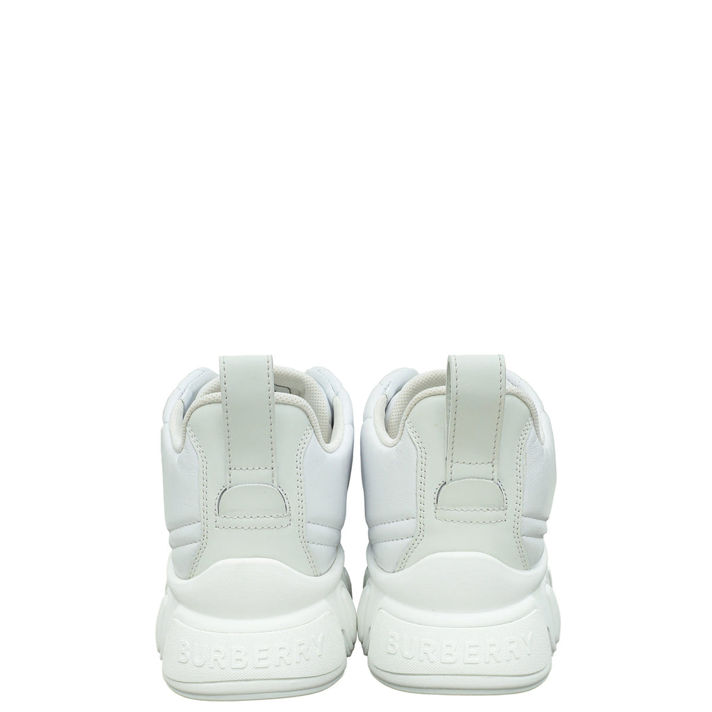 Burberry White Axburton Low-top Quilted Sneakers 37.5