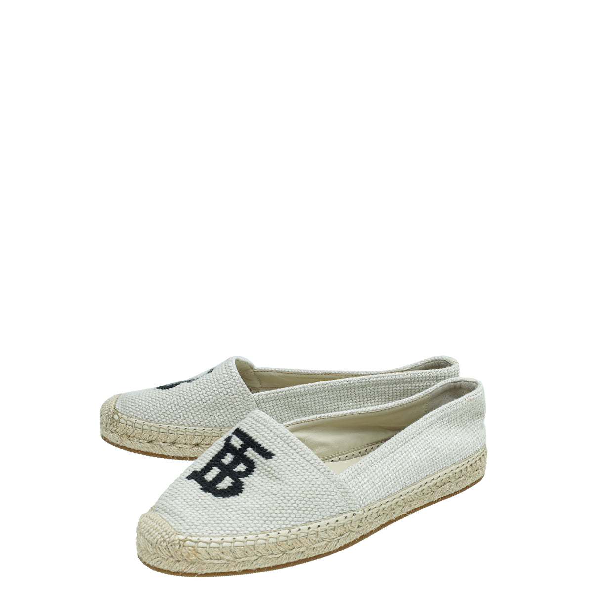 Burberry Off White TB Tabitha Canvas Espadrille 38