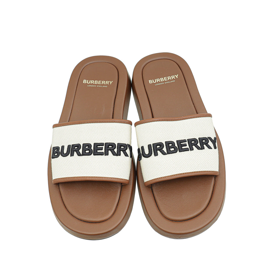 Burberry Bicolor Fussbett Logo Slide Sandals 38