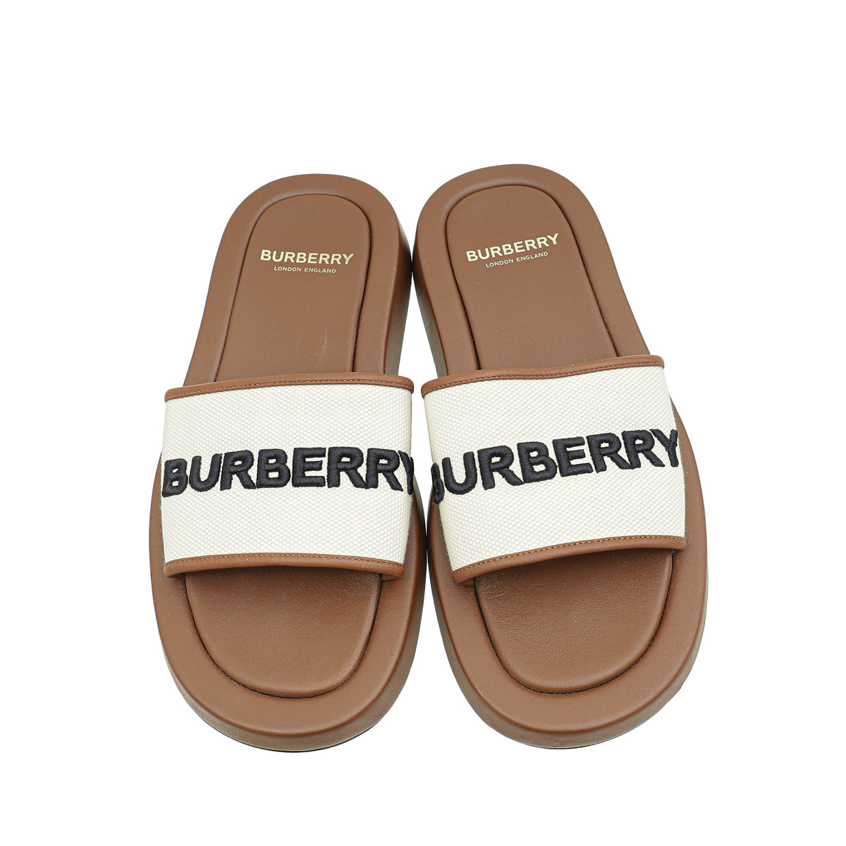 Burberry Bicolor Fussbett Logo Slide Sandals 38
