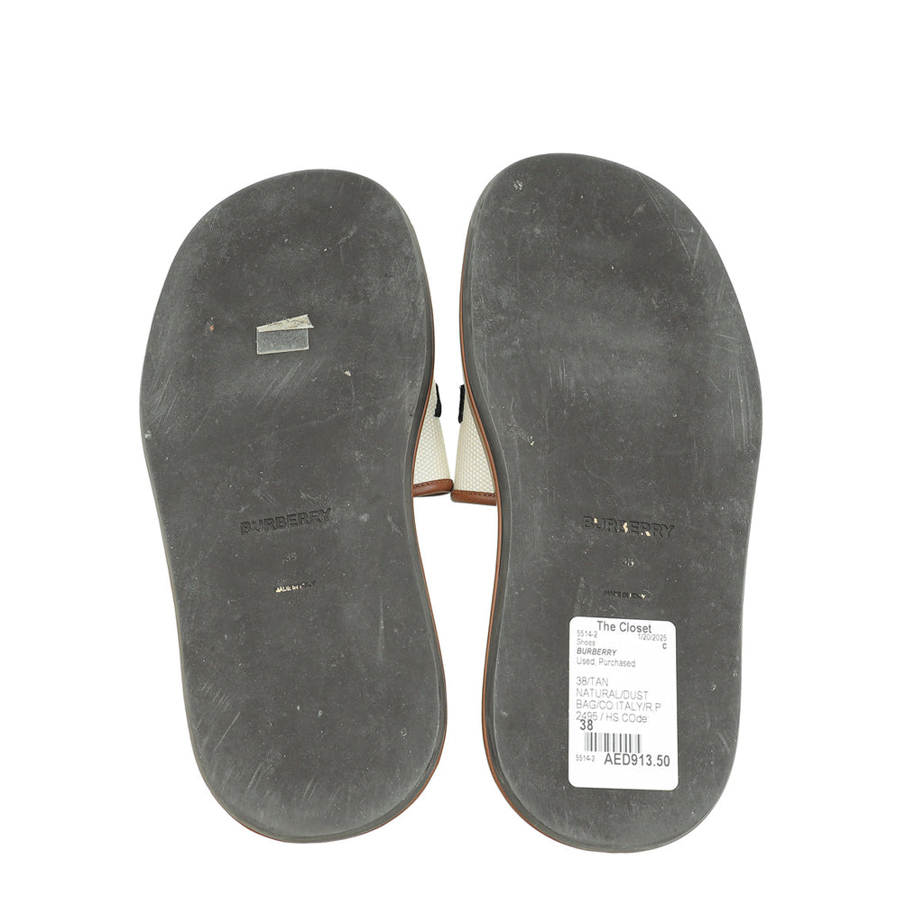 Burberry Bicolor Fussbett Logo Slide Sandals 38