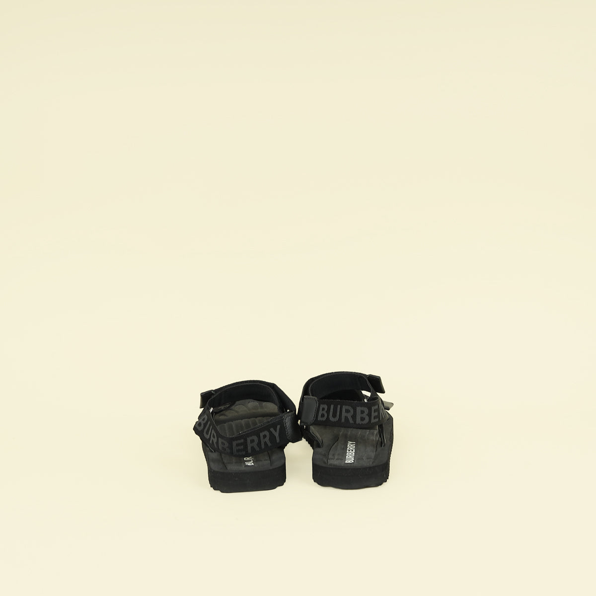 Burberry Black Patterson Velcro Flat Sandals 39