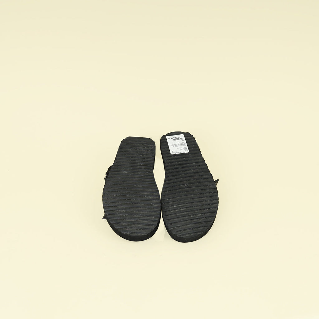 Burberry Black Patterson Velcro Flat Sandals 39