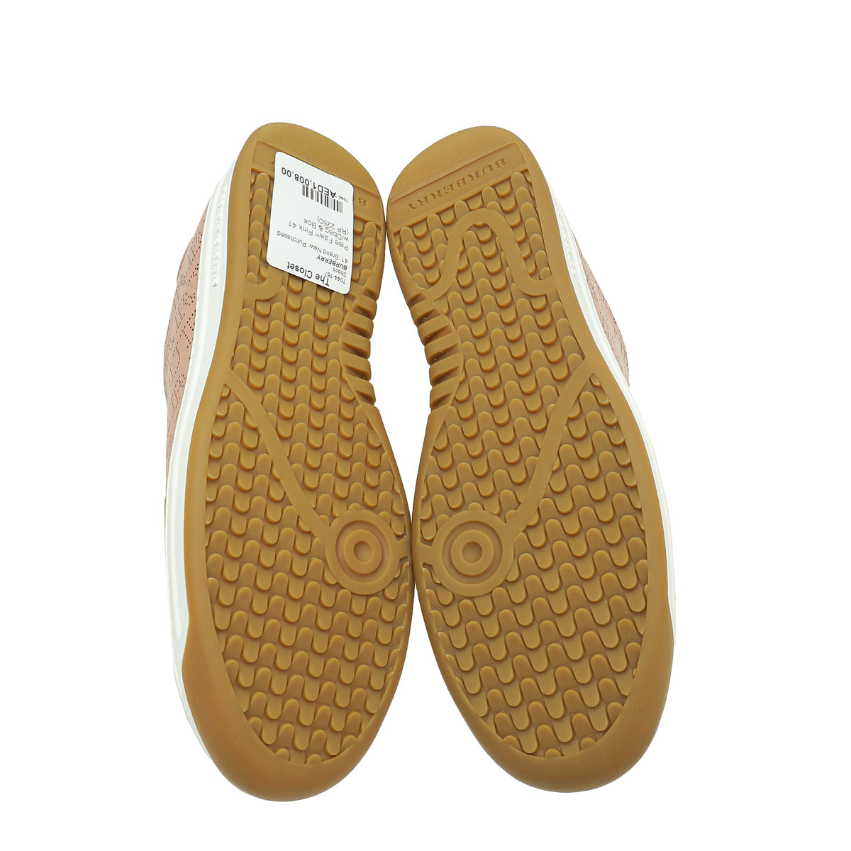 Burberry Pale Fawn Pink Perforated Timsbury Sneakers 41