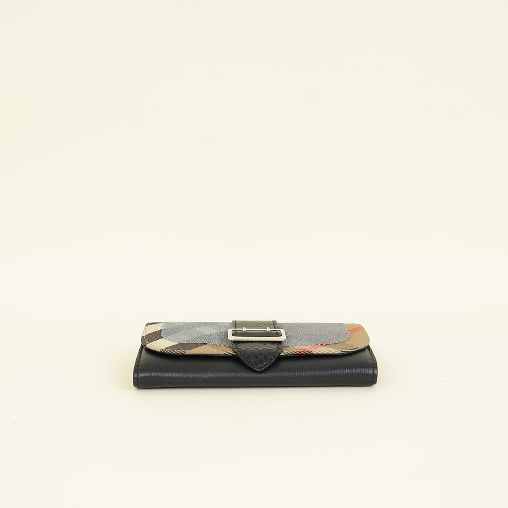 Burberry Bicolor Nova Check Buckle Sequins Continental Wallet
