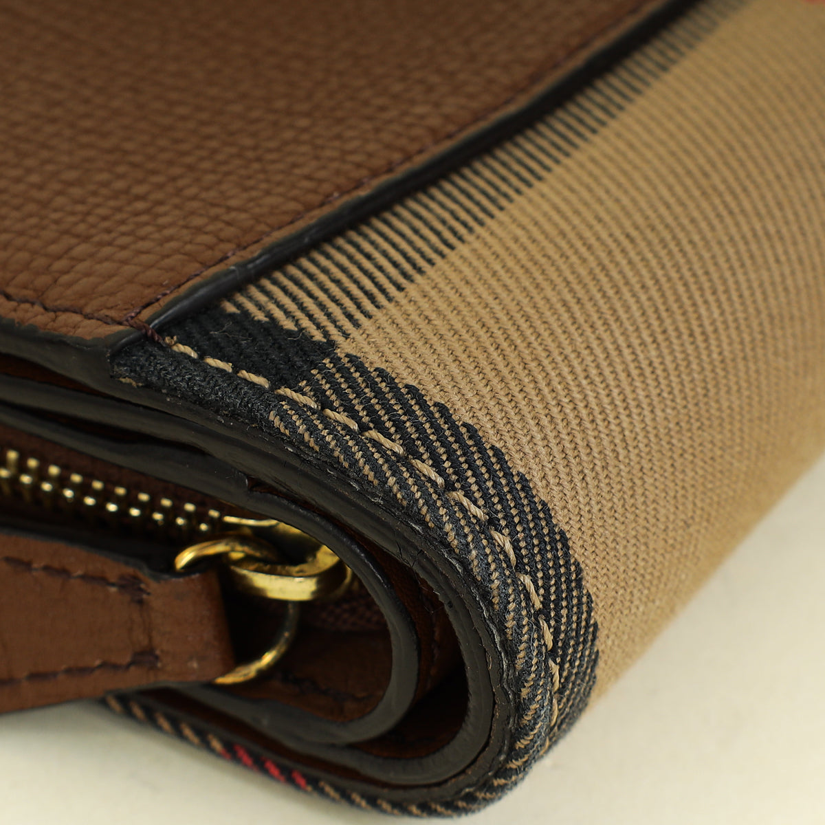 Burberry Bicolor House Check Hampstead French Wallet