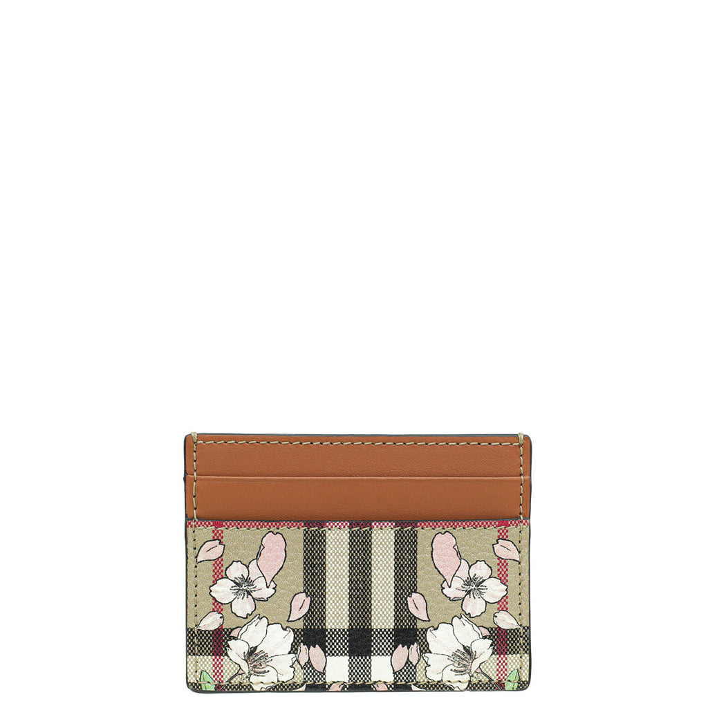 Burberry Bicolor Floral Check Card Holder