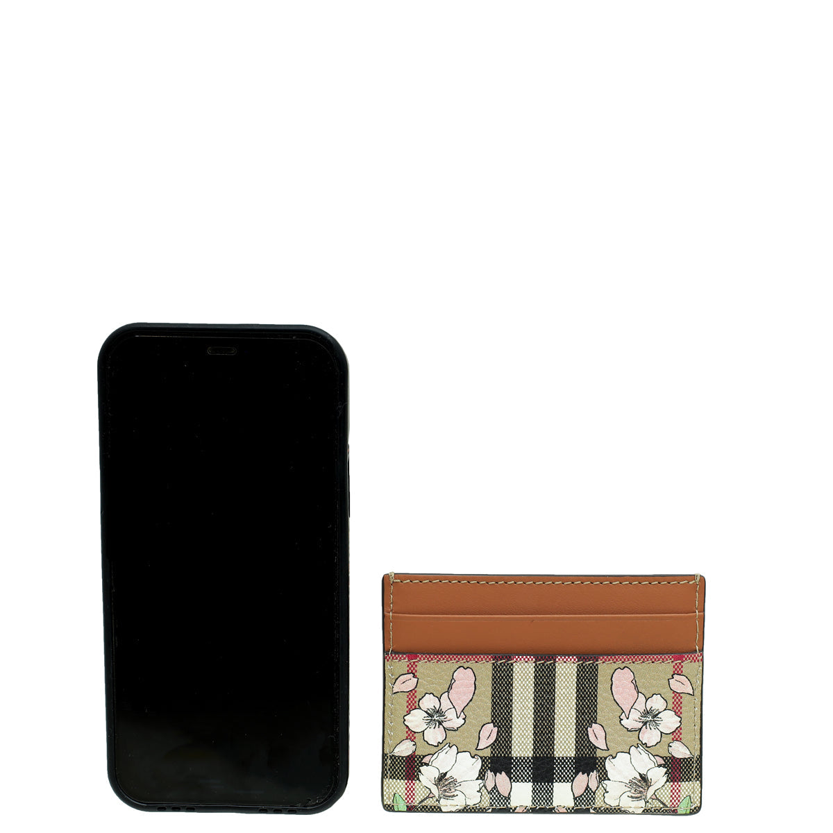 Burberry Bicolor Floral Check Card Holder