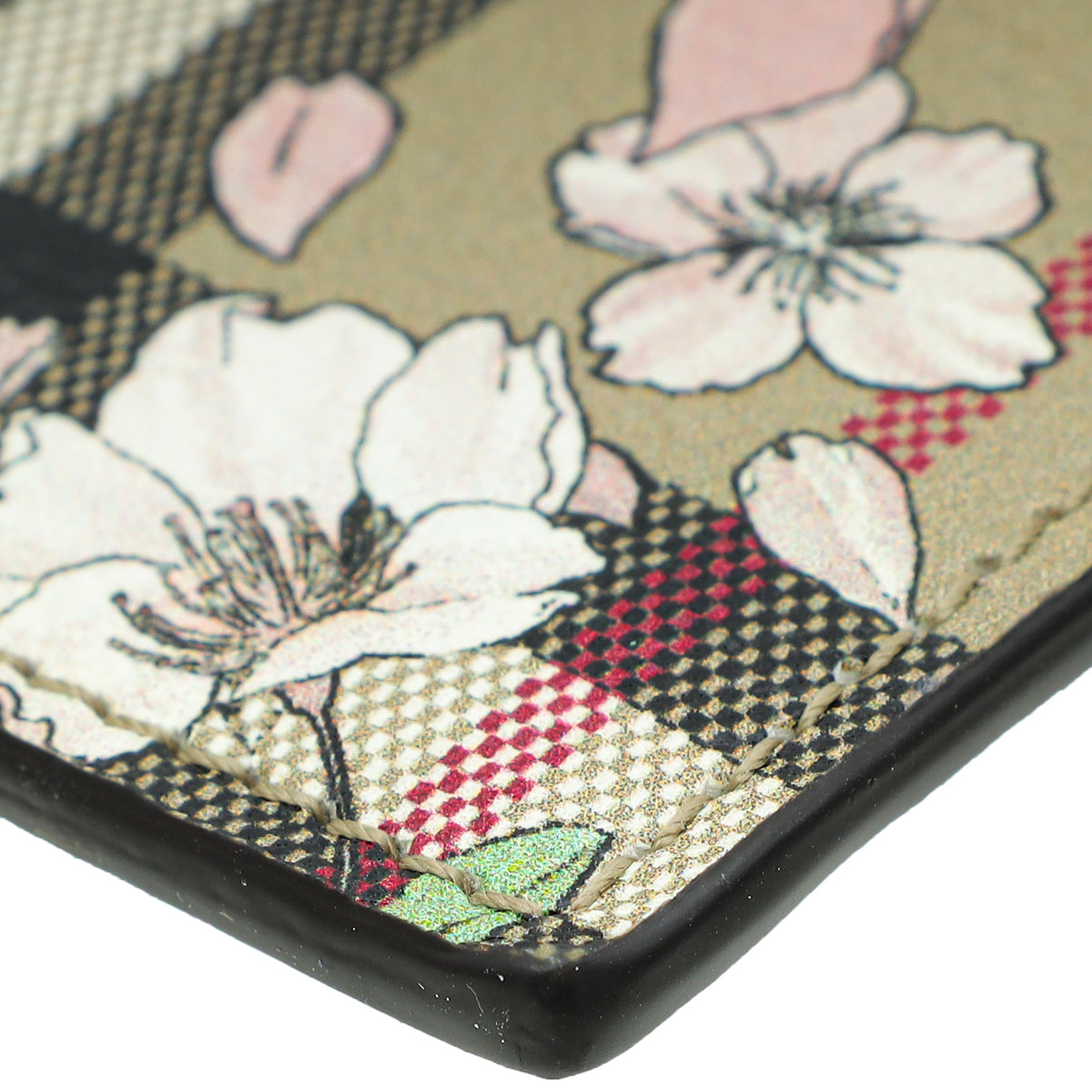 Burberry Bicolor Floral Check Card Holder