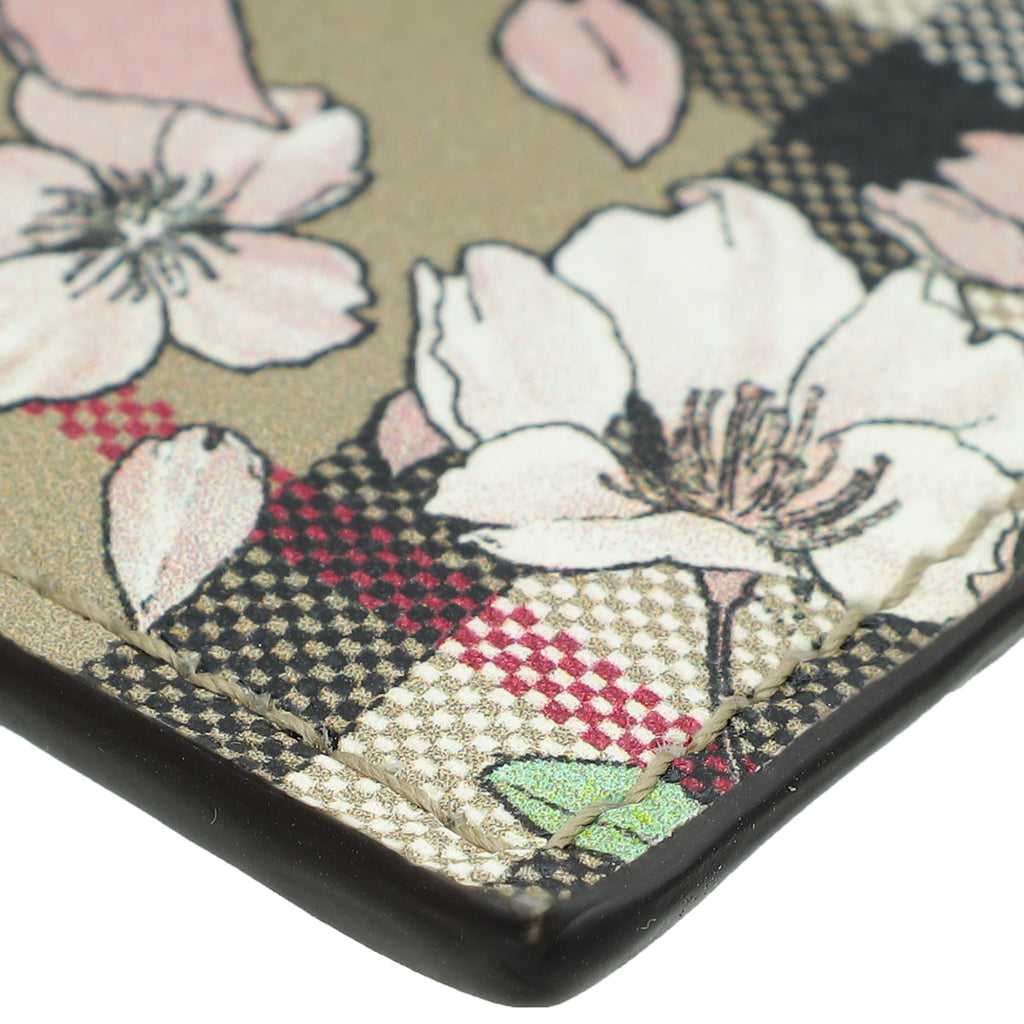Burberry Bicolor Floral Check Card Holder
