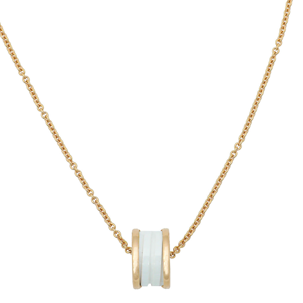 Bvlgari 18K Pink Gold Ceramic B. Zero 1 Pendant Necklace