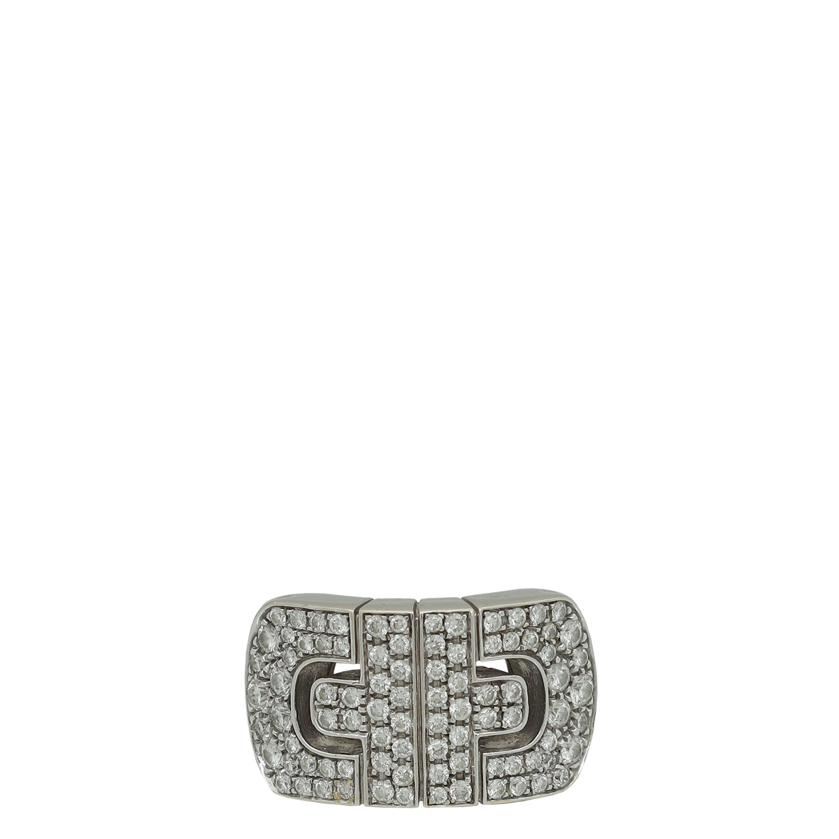 Bvlgari 18K White Gold Parentesi Revolution Diamond Ring 53