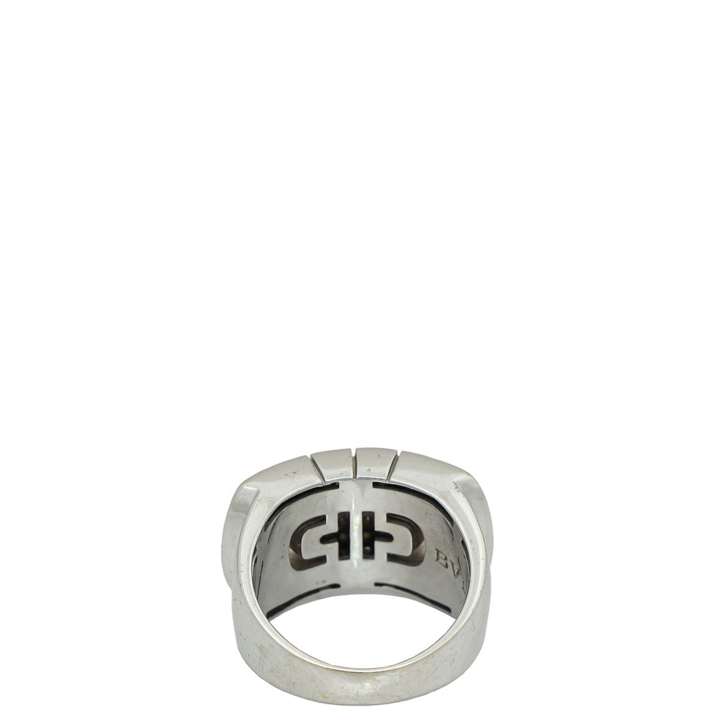 Bvlgari 18K White Gold Parentesi Revolution Diamond Ring 53