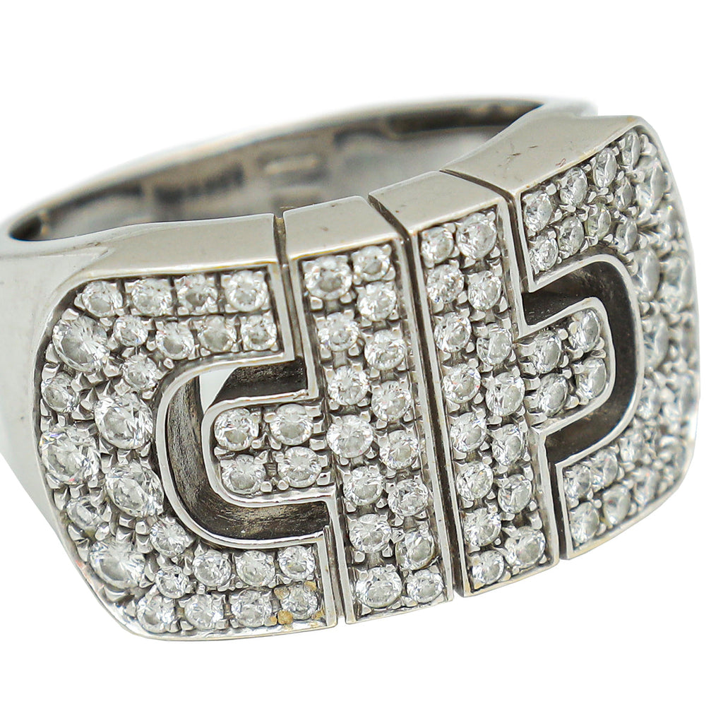 Bvlgari 18K White Gold Parentesi Revolution Diamond Ring 53