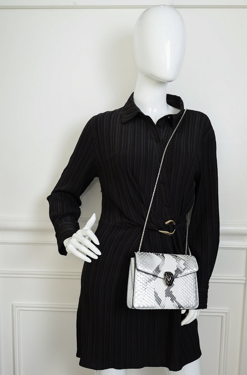 Bvlgari Tricolor Python Serpenti Forever Small Crossbody Bag
