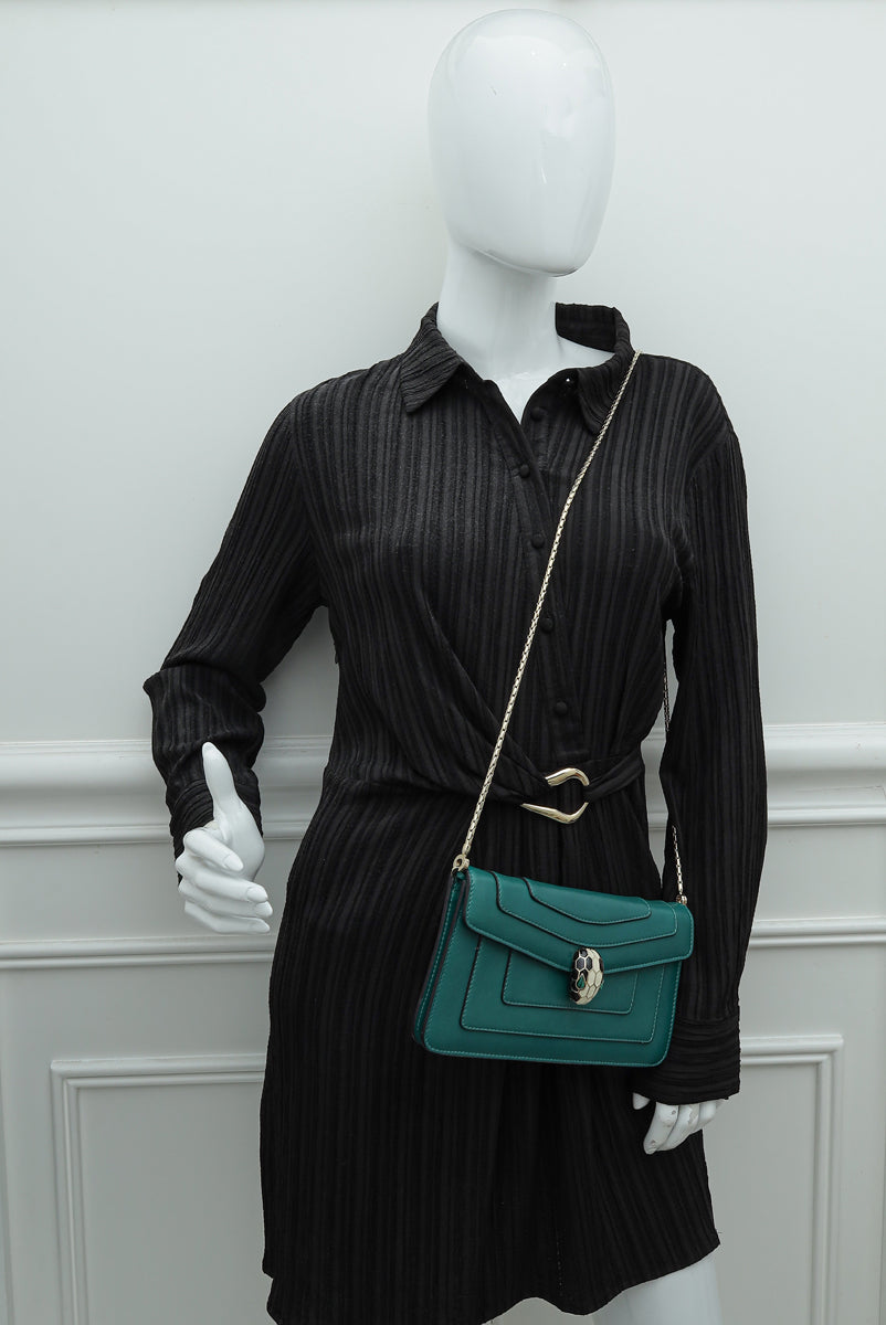 Bvlgari Green Serpenti Forever Chain Clutch