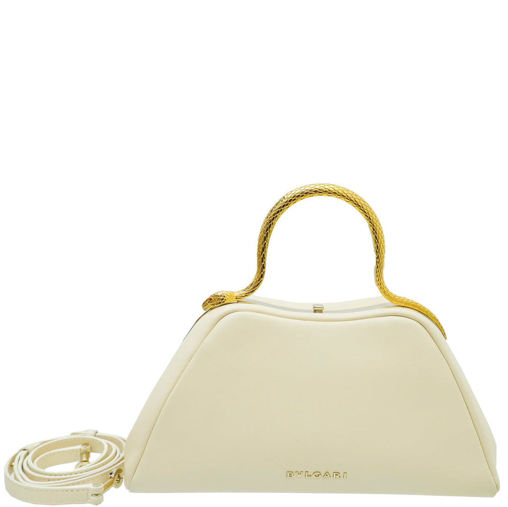 Bvlgari Ivory Serpentine Small Top Handle Bag