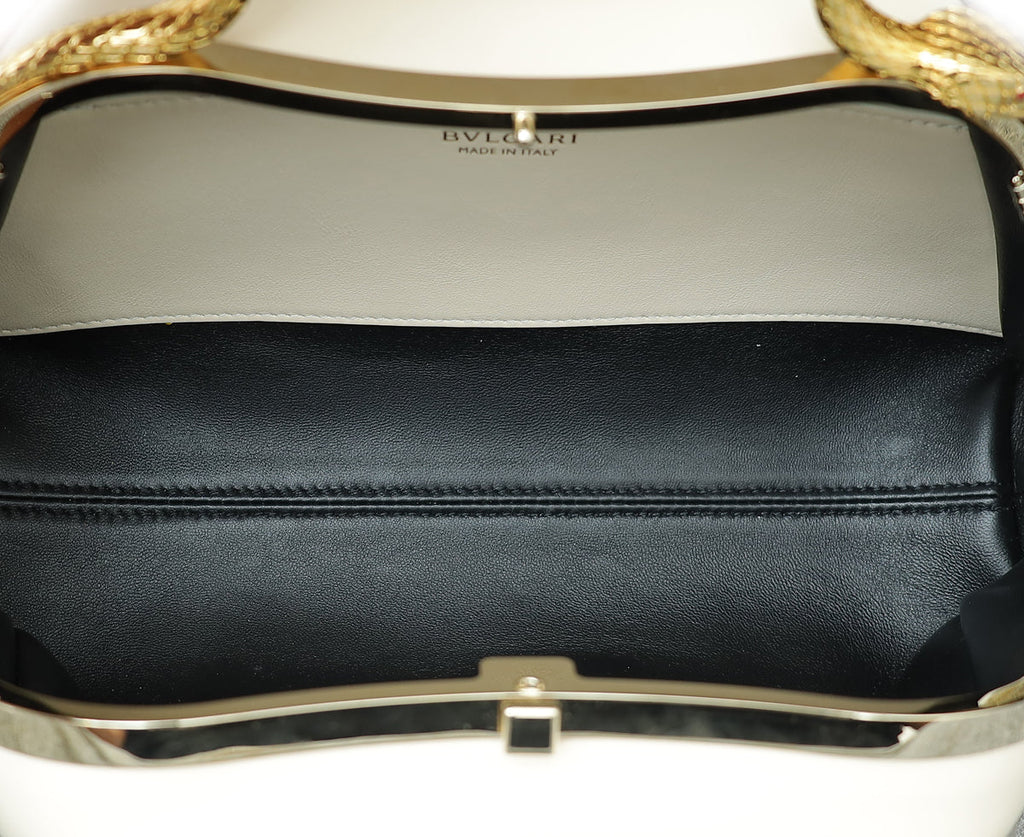 Bvlgari Ivory Serpentine Small Top Handle Bag