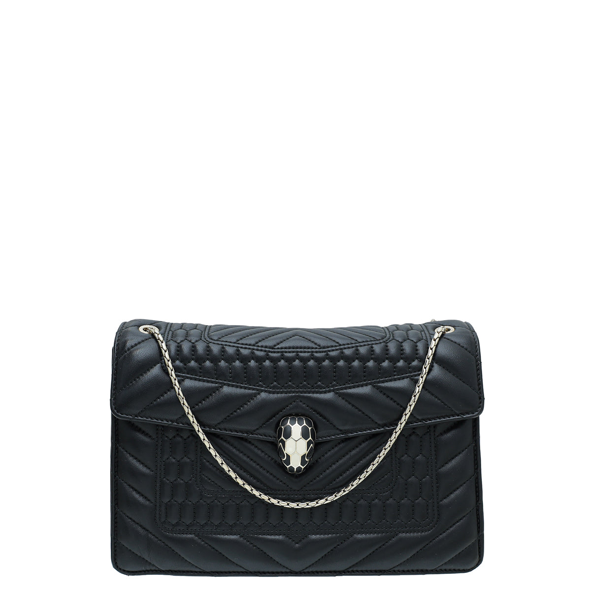 Bvlgari Black Quilted Scaglie Serpenti Forever Medium Flap Bag