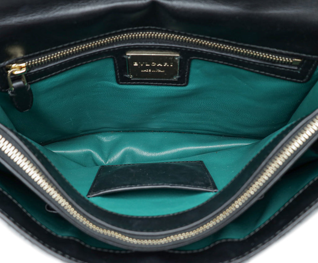 Bvlgari Black Quilted Scaglie Serpenti Forever Medium Flap Bag