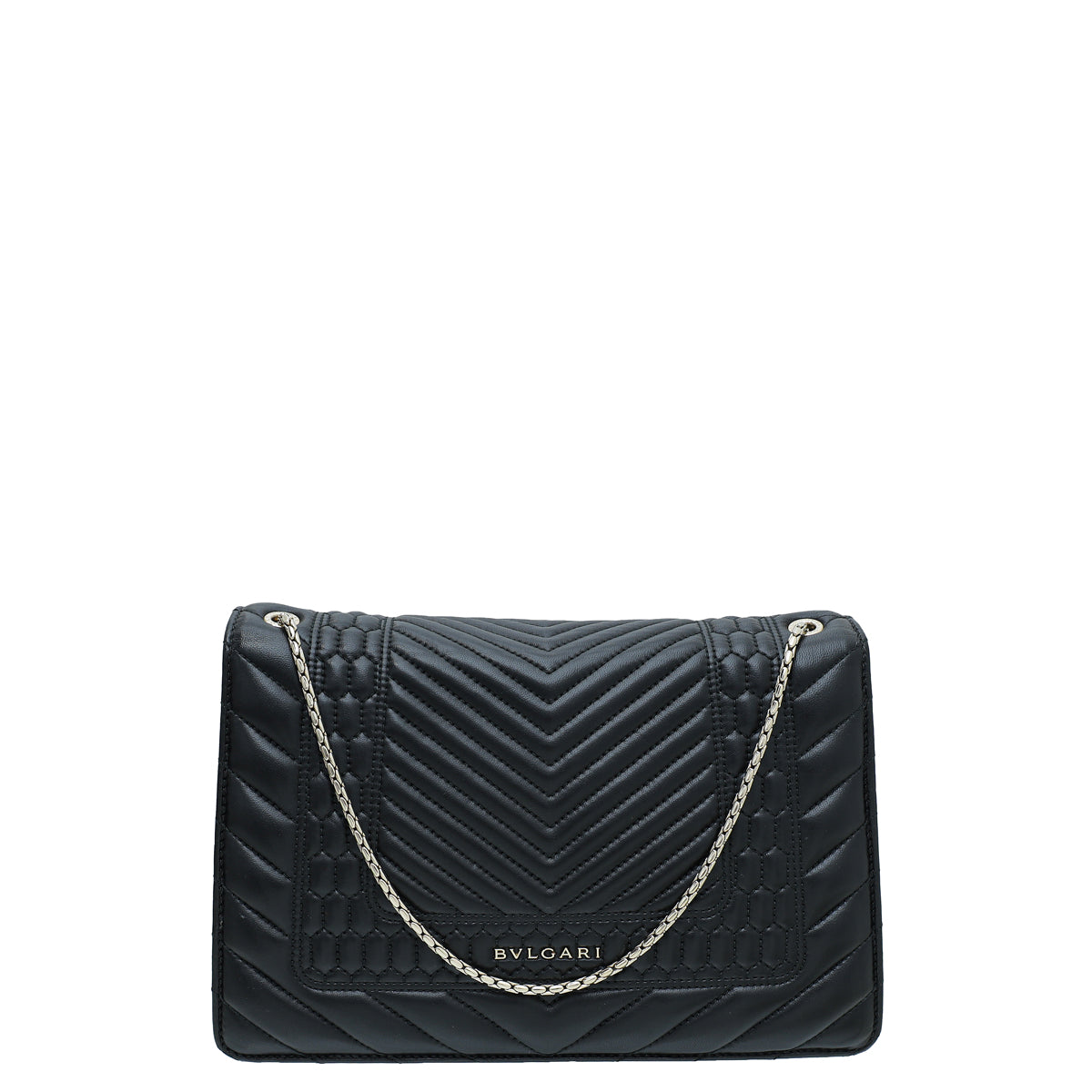 Bvlgari Black Quilted Scaglie Serpenti Forever Medium Flap Bag