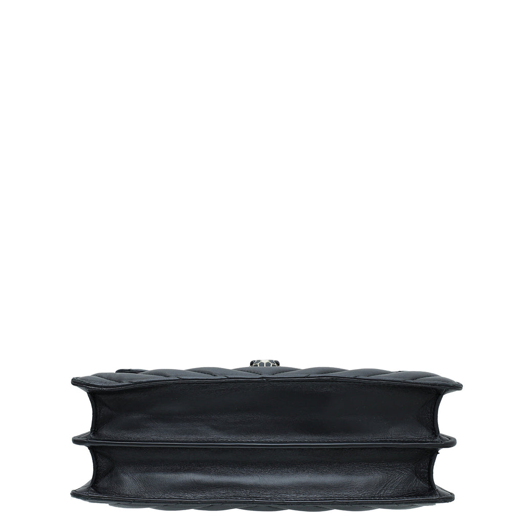 Bvlgari Black Quilted Scaglie Serpenti Forever Medium Flap Bag