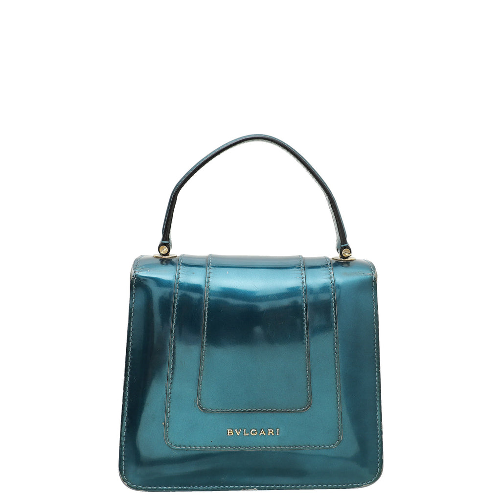 Bvlgari Blue Teal Serpenti Forever Top Handle Small Bag