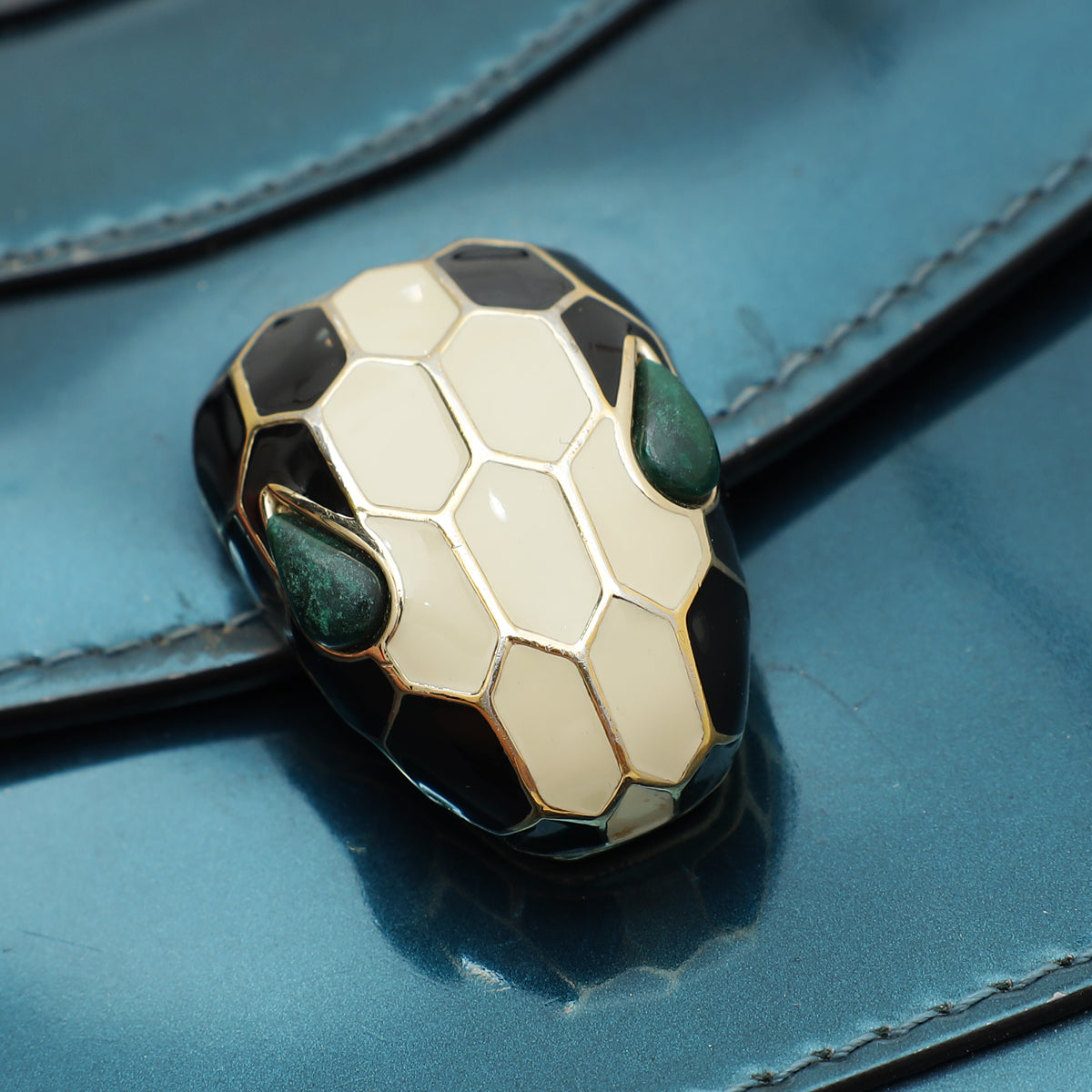Bvlgari Blue Teal Serpenti Forever Top Handle Small Bag