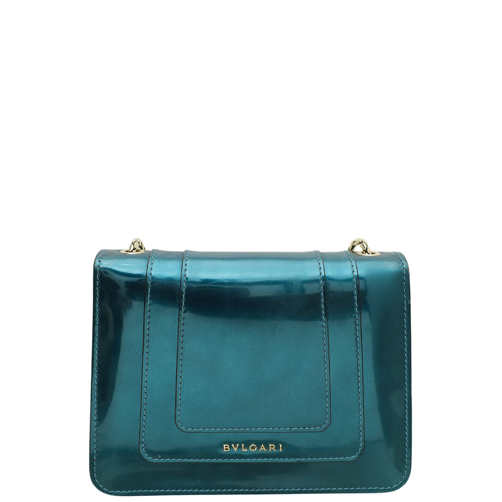 Bvlgari Patent Teal Serpenti Forever Shoulder Bag