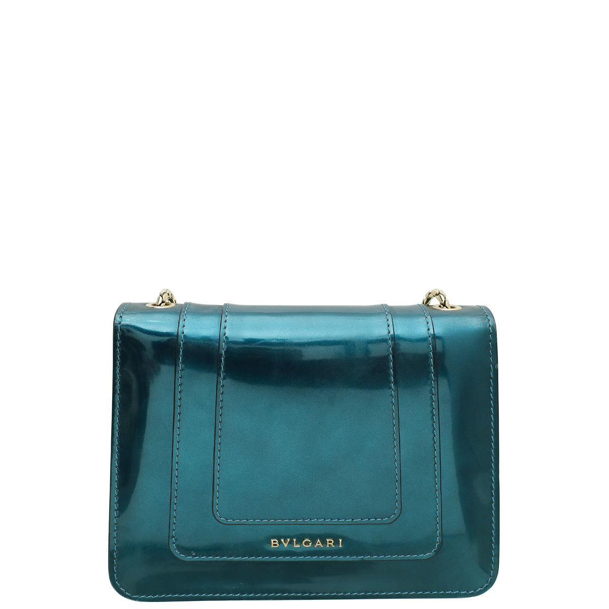 Bvlgari Patent Teal Serpenti Forever Shoulder Bag