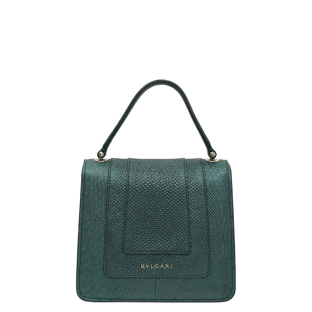 Bvlgari Green Karung Skin Serpenti Forever Top Handle Bag