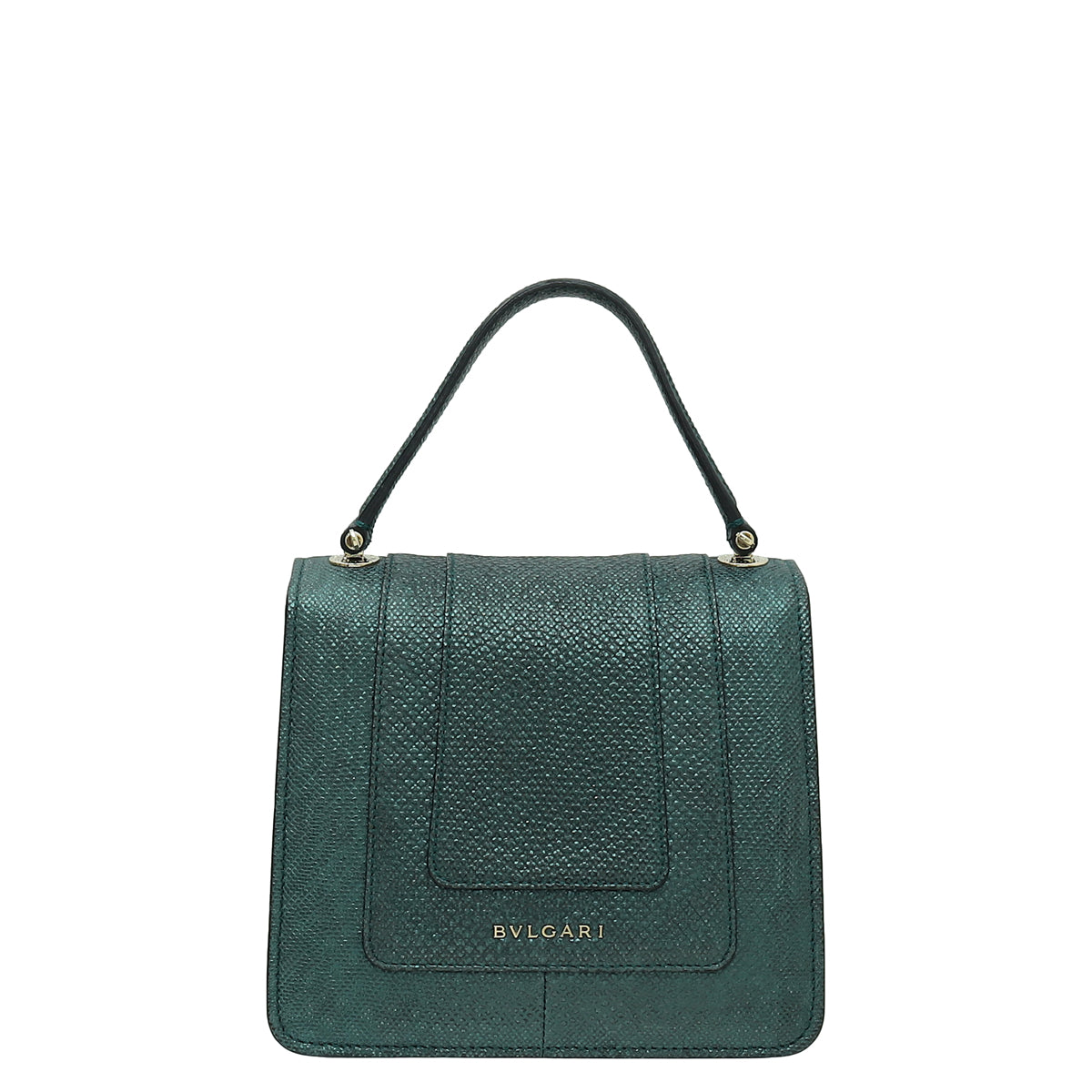 Bvlgari Green Karung Skin Serpenti Forever Top Handle Bag