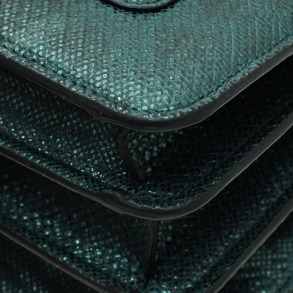 Bvlgari Green Karung Skin Serpenti Forever Top Handle Bag