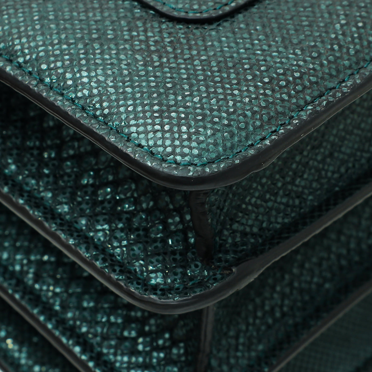 Bvlgari Green Karung Skin Serpenti Forever Top Handle Bag