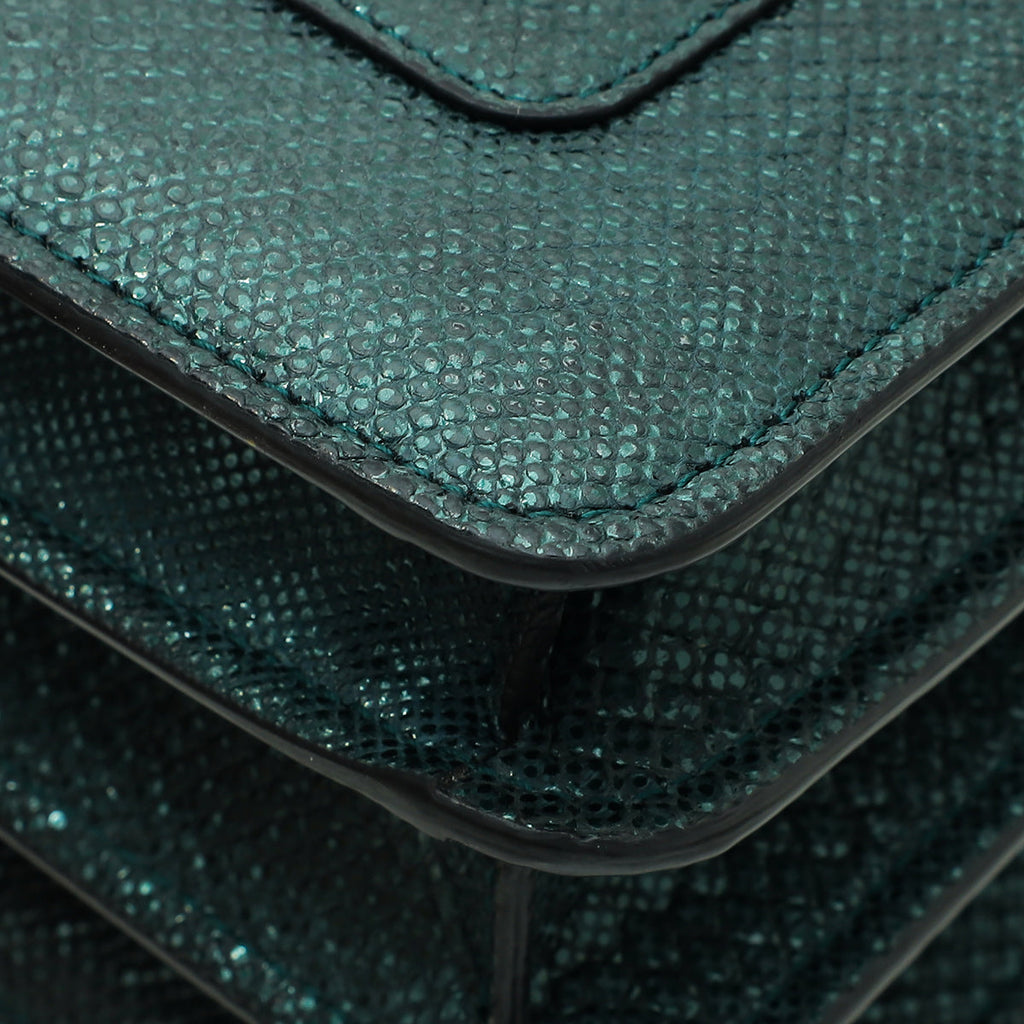Bvlgari Green Karung Skin Serpenti Forever Top Handle Bag