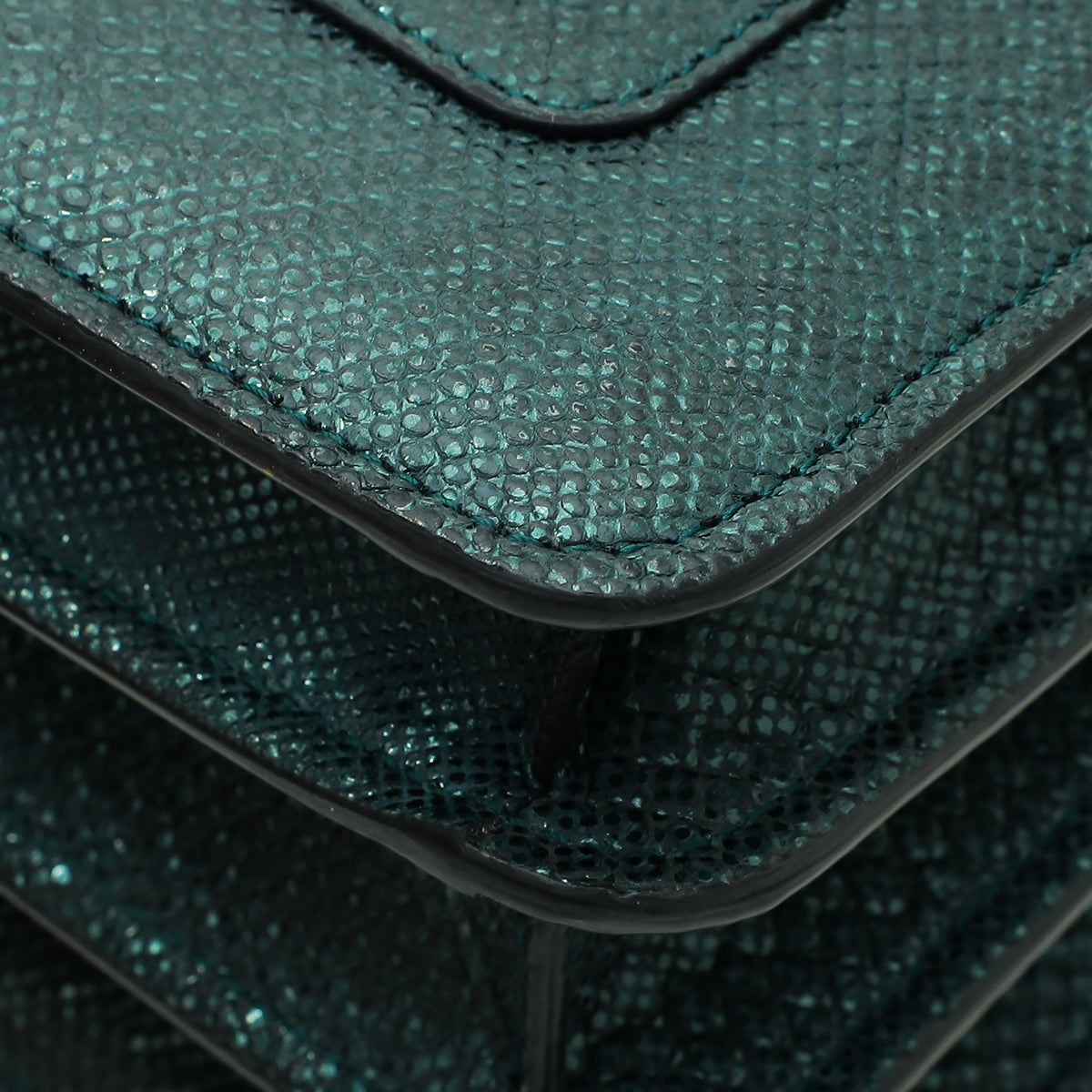 Bvlgari Green Karung Skin Serpenti Forever Top Handle Bag