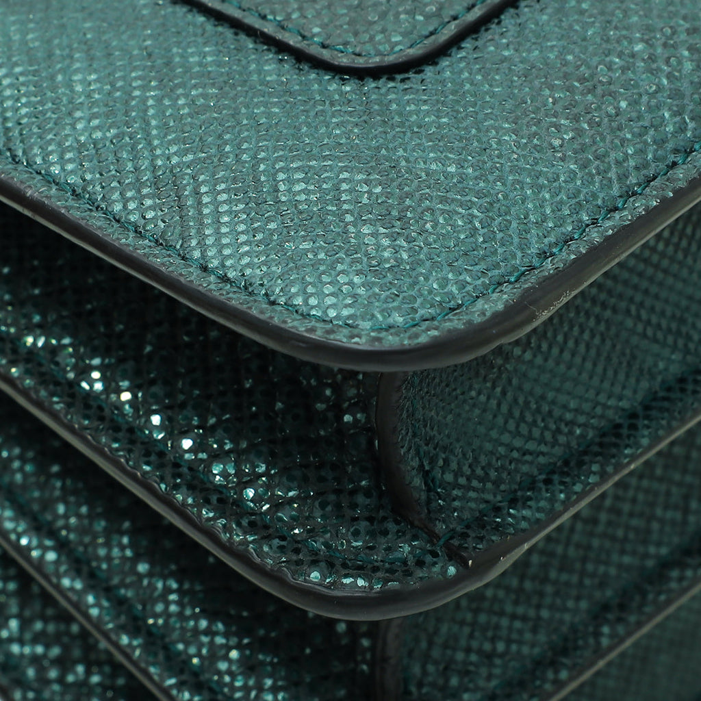 Bvlgari Green Karung Skin Serpenti Forever Top Handle Bag