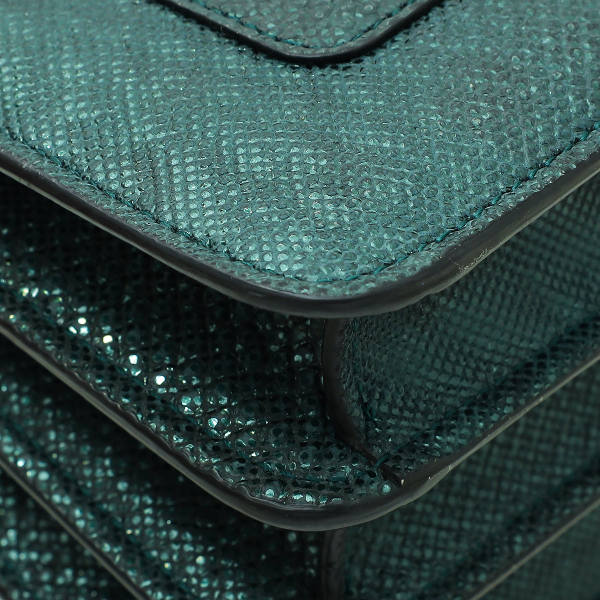 Bvlgari Green Karung Skin Serpenti Forever Top Handle Bag