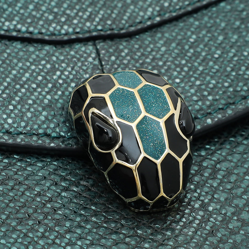 Bvlgari Green Karung Skin Serpenti Forever Top Handle Bag