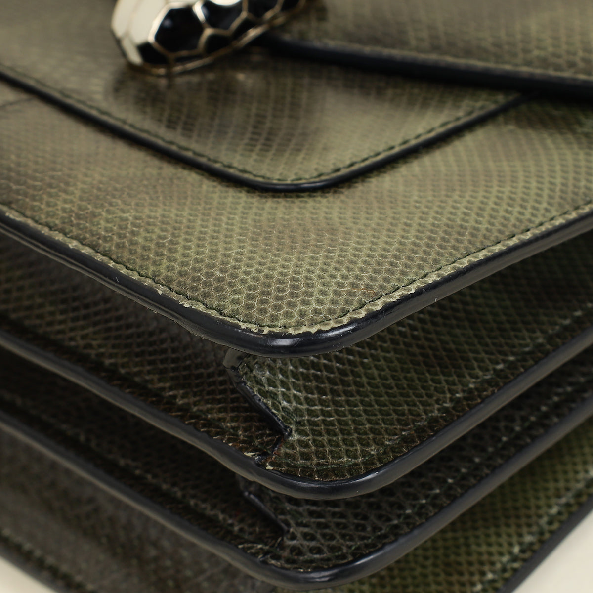 Bvlgari Dark Olive Karung Serpenti Forever Top Handle Small Bag