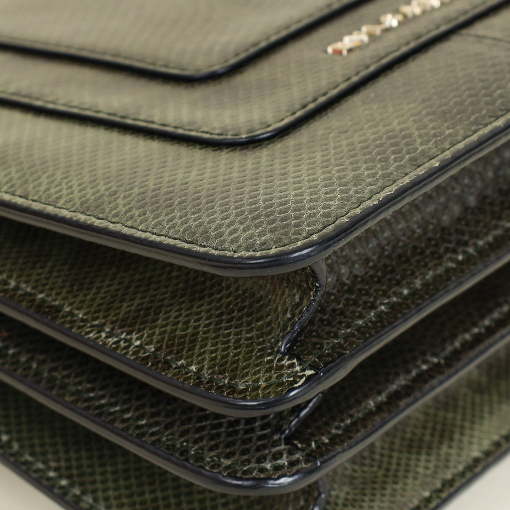 Bvlgari Dark Olive Karung Serpenti Forever Top Handle Small Bag