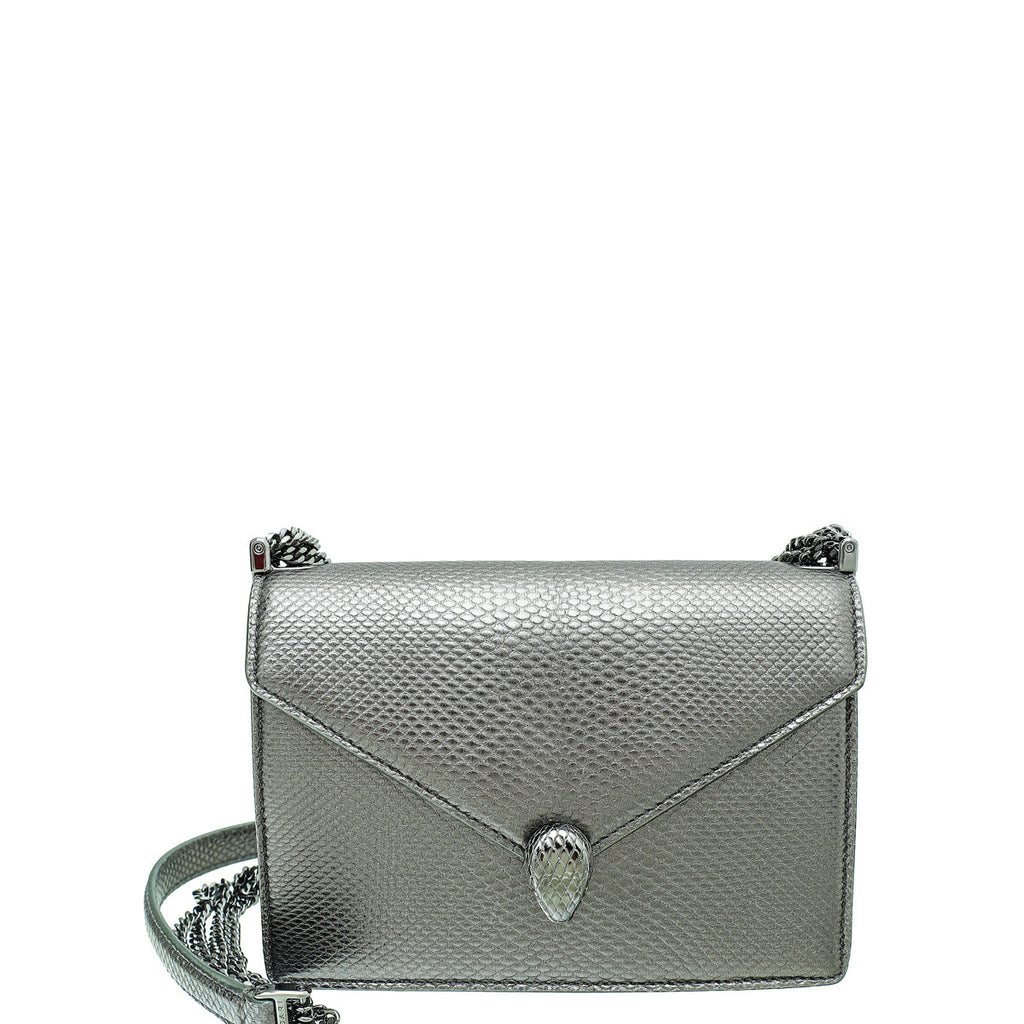 Bvlgari Metallic Grey Karung Serpenti Forever Multichain Shoulder Bag