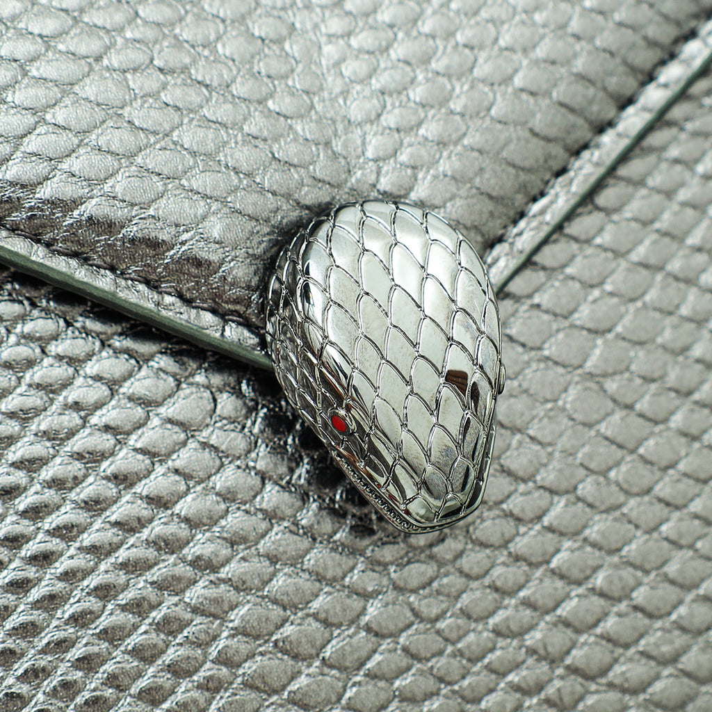 Bvlgari Metallic Grey Karung Serpenti Forever Multichain Shoulder Bag