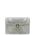 Bvlgari Serpenti Metallic Grey Karung Forever Medium Shoulder Bag