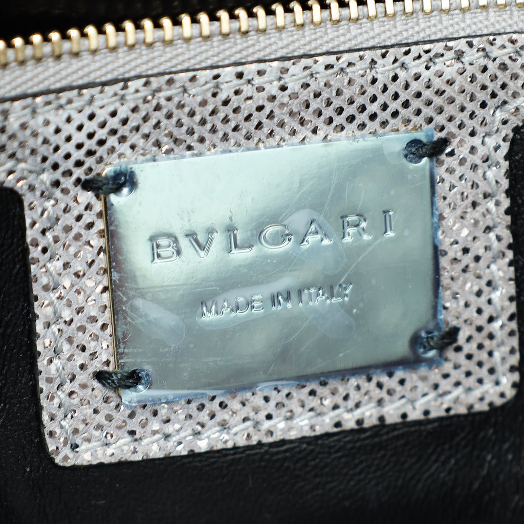 Bvlgari Serpenti Metallic Grey Karung Forever Medium Shoulder Bag