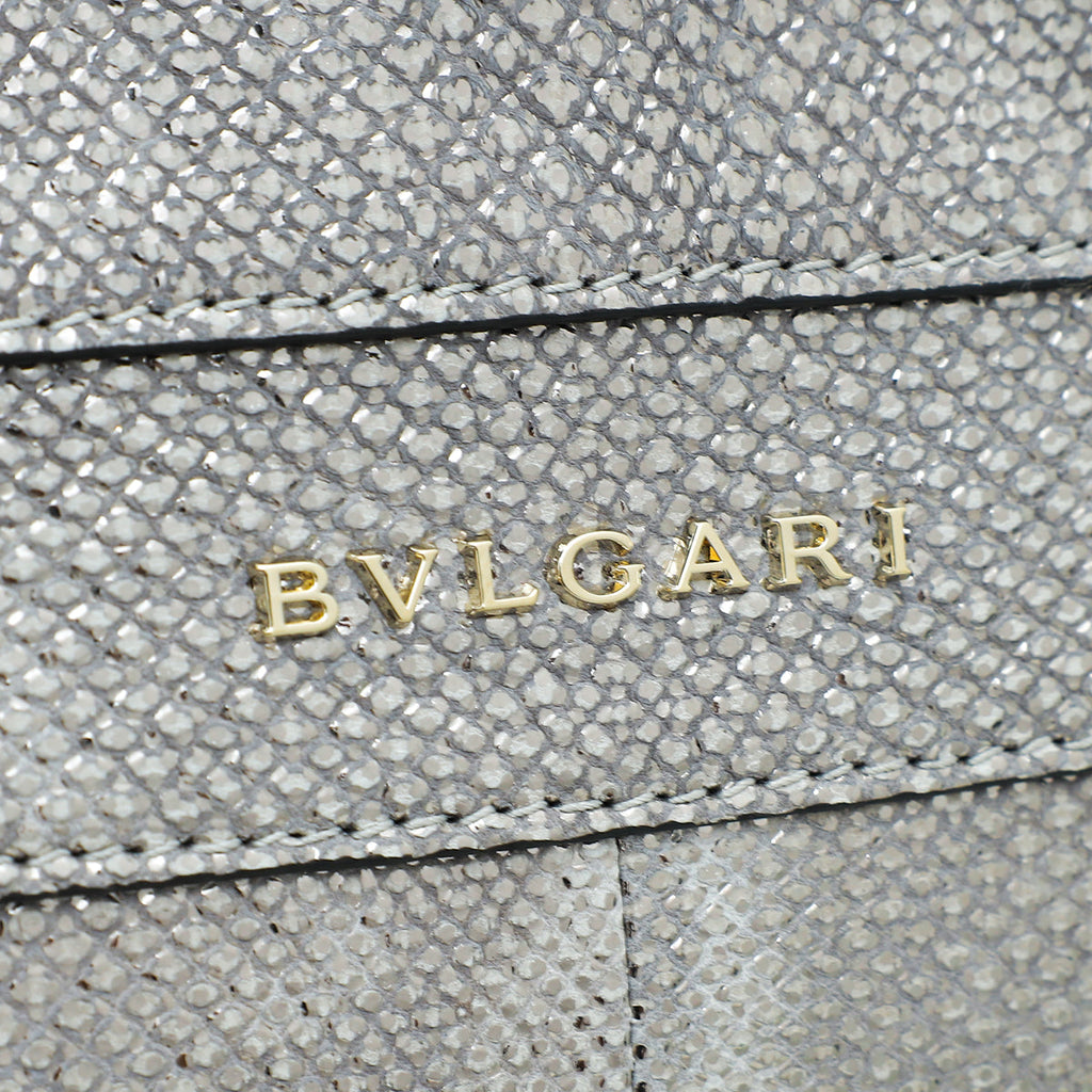 Bvlgari Serpenti Metallic Grey Karung Forever Medium Shoulder Bag