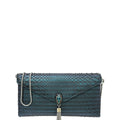 Bvlgari Metallic Teal Python Serpenti Forever Tassel Clutch