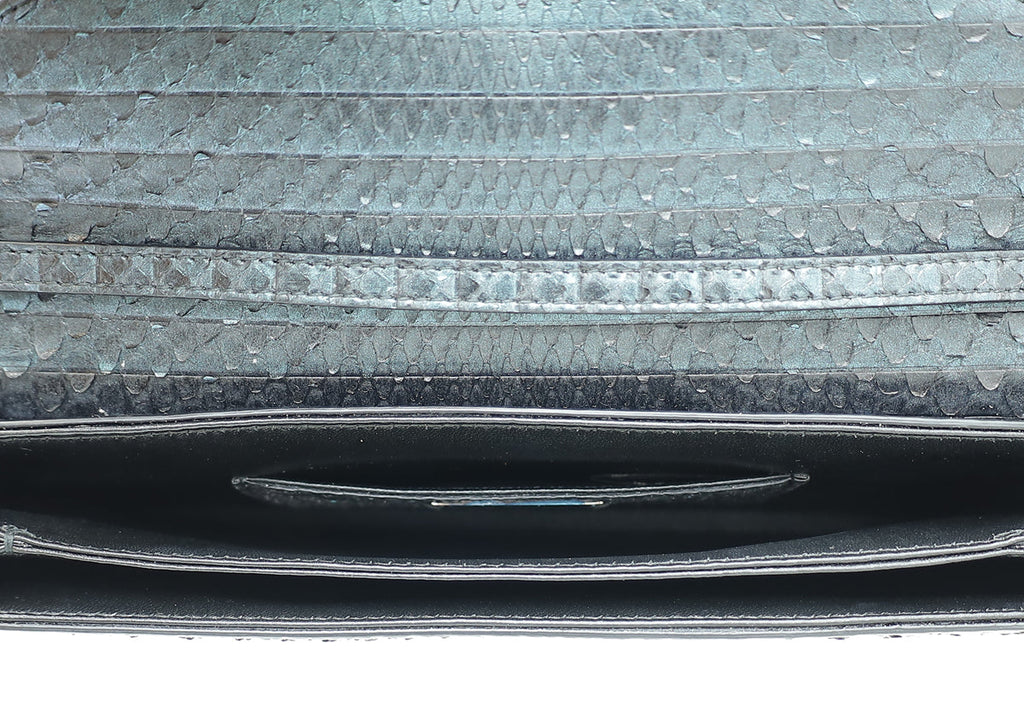 Bvlgari Metallic Teal Python Serpenti Forever Tassel Clutch