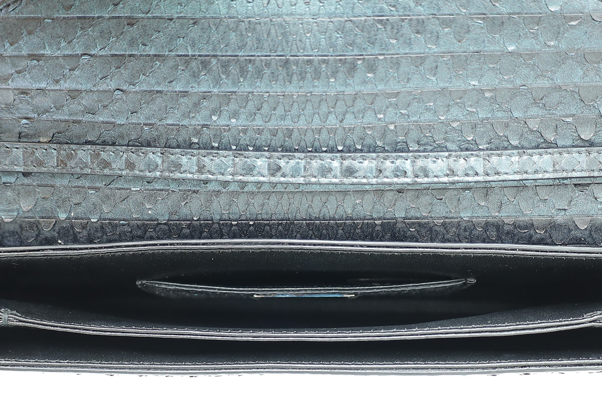 Bvlgari Metallic Teal Python Serpenti Forever Tassel Clutch